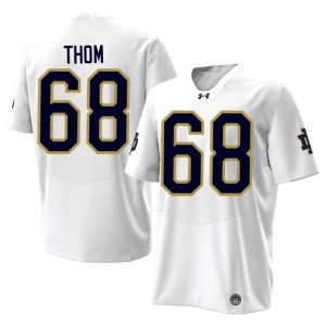 White #68 Charlie Thom Men Durable Notre Dame High School 2026 Football Stitching Jersey NoW7G312