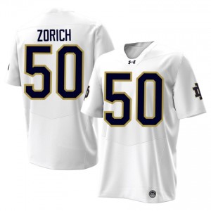 White #50 Chris Zorich Men Durable Notre Dame College 2026 Football Stitching Jersey e1073358