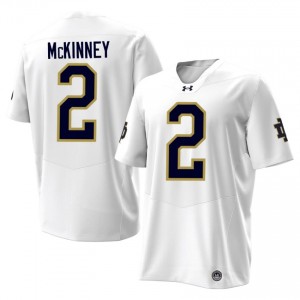 White #2 DJ McKinney Men Durable Notre Dame High School 2026 Football Stitching Jersey 35wii387