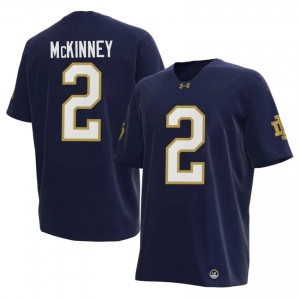 Men #2 DJ McKinney Navy Player Notre Dame Fighting Irish Classic Fit Football Jersey K44G4535