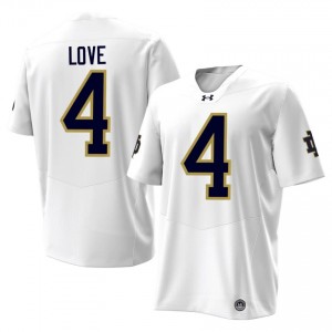 White #4 Jeremiyah Love Men Durable Notre Dame NCAA 2026 Football Stitching Jersey o44e5X60