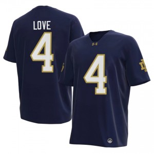 Men #4 Jeremiyah Love Navy Player Notre Dame Fighting Irish Classic Fit Football Jersey 672D5189