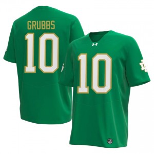 Premium Green UND Fighting Irish High School #10 Noah Grubbs Men 2026 Football Embroidery Jersey v47dt121