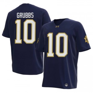 Fighting Irish #10 Noah Grubbs Navy Men NCAA Football 2026 Authentic Design Jersey 64uJ5R27