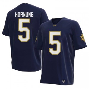 Men #5 Paul Hornung Navy Player Notre Dame Fighting Irish Classic Fit Football Jersey Ep347438