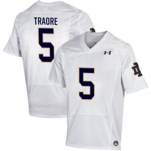 Men #5 Boubacar Traore White High School Fighting Irish Classic Fit Football Jersey N18wr338