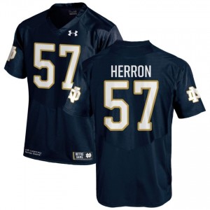 Navy #57 Cam Herron Men Durable Irish University Football Stitching Jersey 0VvFSm68