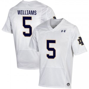 Men #5 Cam Williams White NCAA Fighting Irish Classic Fit Football Jersey 7C5s7822