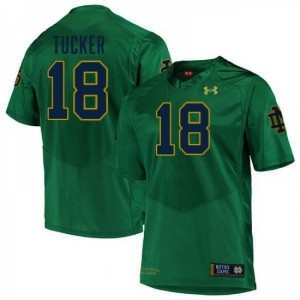 Chance Tucker #18 Officially Licensed UND Fighting Irish Men Green Football High School Jersey ABEAO098