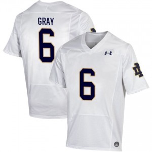 Notre Dame Fighting Irish #6 Christian Gray White Men NCAA Football Authentic Design Jersey 70565031
