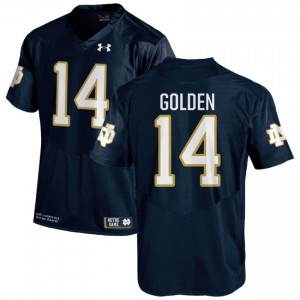 Navy #14 Dallas Golden Men Durable Irish University Football Stitching Jersey 64U85J28