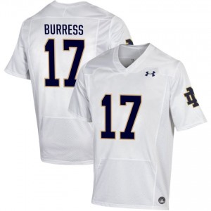 Notre Dame Fighting Irish #17 Elijah Burress White Men Player Football Authentic Design Jersey D048hk81