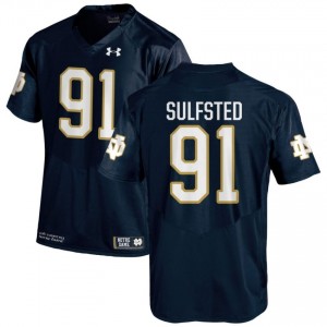 Navy #91 Gordy Sulfsted Men Durable Irish High School Football Stitching Jersey I68J5q17