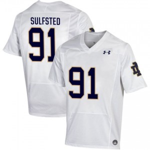 Men #91 Gordy Sulfsted White Player Fighting Irish Classic Fit Football Jersey 046c1759