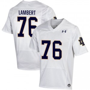 Notre Dame Fighting Irish #76 Guerby Lambert White Men High School Football Authentic Design Jersey Efo44y46