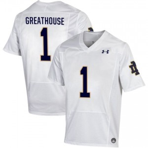 Notre Dame Fighting Irish #1 Jaden Greathouse White Men University Football Authentic Design Jersey 2124GT33