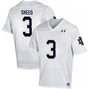 Men #3 Jaylen Sneed White College Fighting Irish Classic Fit Football Jersey y02U3d60