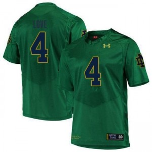 Premium Green UND College #4 Jeremiyah Love Men Football Embroidery Jersey 5768a810