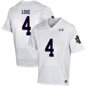 Notre Dame Fighting Irish #4 Jeremiyah Love White Men High School Football Authentic Design Jersey SwL7d656