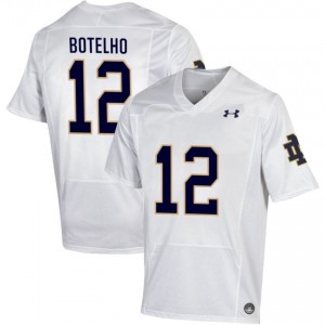 Notre Dame Fighting Irish #12 Jordan Botelho White Men Player Football Authentic Design Jersey aFcaiR10