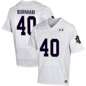 Notre Dame Fighting Irish #40 Joshua Burnham White Men High School Football Authentic Design Jersey RJey3284