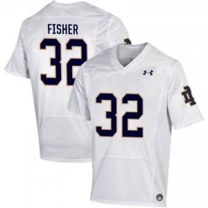 Men #32 Justin Fisher White Player Fighting Irish Classic Fit Football Jersey A11G5O89