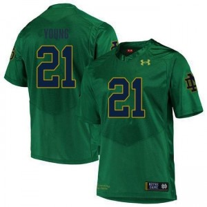 Kedren Young #21 Officially Licensed UND Fighting Irish Men Green Football College Jersey R1t2g353