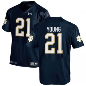 Navy #21 Kedren Young Men Durable Irish University Football Stitching Jersey 28L4B865