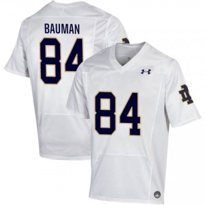 Notre Dame Fighting Irish #84 Kevin Bauman White Men University Football Authentic Design Jersey 45W4g020