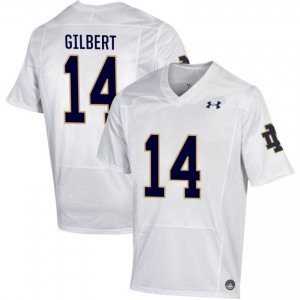 Men #14 Micah Gilbert White NCAA Fighting Irish Classic Fit Football Jersey 31875786