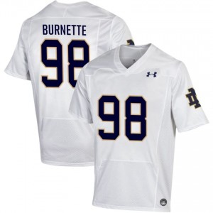 Notre Dame Fighting Irish #98 Noah Burnette White Men University Football Authentic Design Jersey 3AIXc589