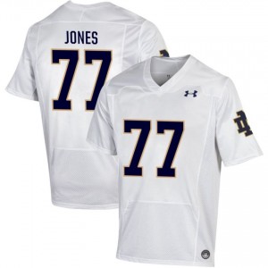 Notre Dame Fighting Irish #77 Peter Jones White Men Player Football Authentic Design Jersey v48ms092