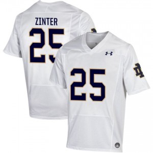 Men #25 Preston Zinter White NCAA Fighting Irish Classic Fit Football Jersey 4w6DX570