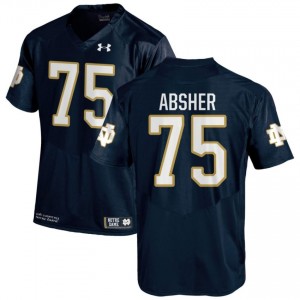 #75 Sullivan Absher Notre Dame Game-Day Style Navy Men University Football Jersey 1L1Qor66