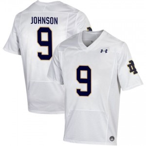 Men #9 Tae Johnson White High School Fighting Irish Classic Fit Football Jersey 7R42w328