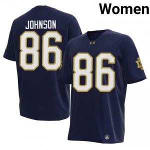 Women #86 Kaleb Johnson Navy University Notre Dame Fighting Irish Classic Fit Football Jersey 0YwftE61