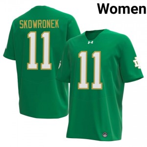 Premium Green UND Fighting Irish Player #11 Ben Skowronek Women 2026 Football Embroidery Jersey 74Q76210