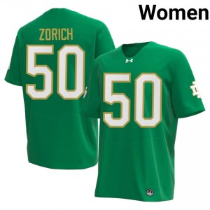 Premium Green UND Fighting Irish NCAA #50 Chris Zorich Women 2026 Football Embroidery Jersey It6n8017