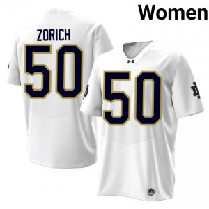 #50 Chris Zorich Irish 2026 Game-Day Style White Women College Football Jersey 7V43p784