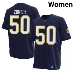 Fighting Irish #50 Chris Zorich Navy Women Player Football 2026 Authentic Design Jersey 65w6sS64