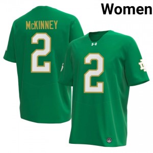 Premium Green UND Fighting Irish Player #2 DJ McKinney Women 2026 Football Embroidery Jersey 65C2IG19