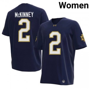 Fighting Irish #2 DJ McKinney Navy Women College Football 2026 Authentic Design Jersey fTk04219