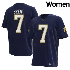 Fighting Irish #7 Francis Brewu Navy Women High School Football 2026 Authentic Design Jersey TR2b3154