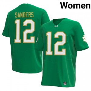 Jayden Sanders #12 Officially Licensed 2026 UND Women Green Football University Jersey J42iW177