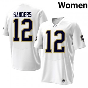 White #12 Jayden Sanders Women Durable Notre Dame High School 2026 Football Stitching Jersey Mmne5H58
