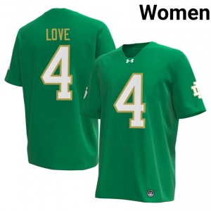 Premium Green UND Fighting Irish College #4 Jeremiyah Love Women 2026 Football Embroidery Jersey 53OiG767