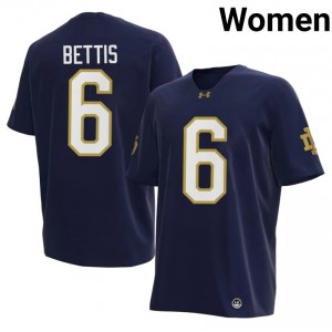 Women #6 Jerome Bettis Navy Player Notre Dame Fighting Irish Classic Fit Football Jersey 4YB5WE14