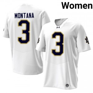 White #3 Joe Montana Women Durable Notre Dame NCAA 2026 Football Stitching Jersey tA2By597