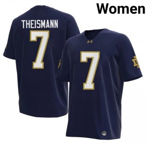 Women #7 Joe Theismann Navy High School Notre Dame Fighting Irish Classic Fit Football Jersey 305ARX99