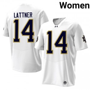 White #14 Johnny Lattner Women Durable Notre Dame Player 2026 Football Stitching Jersey 677T3t86